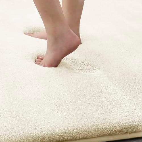 MINIDEAR Bathroom Rugs 44x24 Cream - Thick Memory Foam Bath Mat, Ultra Soft & Plush Fluffy, Non-Slip, Quick Dry, Absorbent Washable Floor Microfiber Mat for Tub, Home Decor Accessories - Image 6