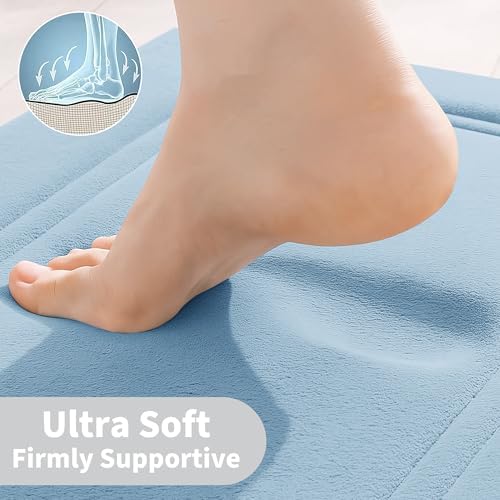 Cupic Cupid Memory Foam Bath Mat 24"×36"，Non Slip Bathroom Rugs，Light Blue - Image 3