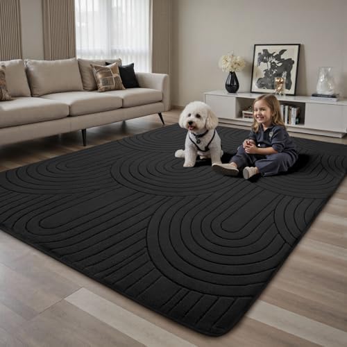 Sour Lemon Area Rugs 9x12 Living Room Bedroom, Large Carpet Black Rug - Image 6