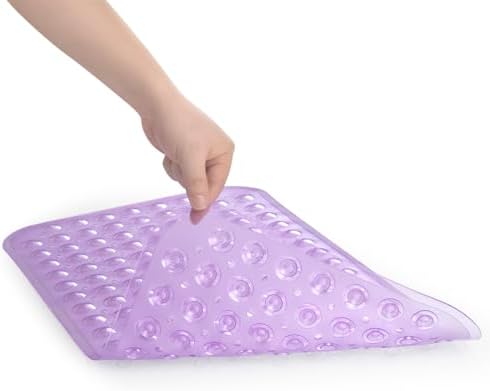 AmazerBath Bath Tub Mat, Medium Size 27.6 x 15 Inches Non-Slip Shower Mats with Suction Cups and Drain Holes, Bathtub Mats Bathroom Mats Machine Washable (Clear Purple) - Image 2