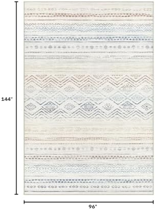 Tortania Area Rug Living Room Rugs- 8x12 Washable Large Soft Neutral Boho Moroccan Bohemian Farmhouse Rug Indoor Floor Carpet for Bedroom Under Dining Table Home Office Decor - Multicolor - Image 2