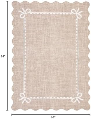 GarveeHome Scalloped Bow Rug 5x7 Washable Camel Rug for Bedroom Living Room - Image 2