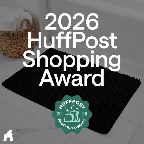 GORILLA GRIP Bath Rug Mat for Bathroom, Absorbent Chenille, 24x17 Black - Image 6