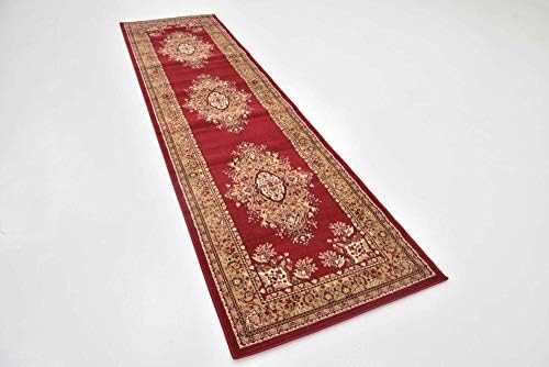 Unique Loom Reza Collection Traditional Persian Style Area Rug, 2 ft 7 in x 10 ft, Burgundy/Ivory - Image 4