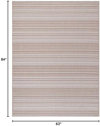 Luul Home Stripe Outdoor Rug 5x7 Washable Outside Carpet for Indoor Patio Porch Waterproof Easy Cleaning Non Shedding Area Rugs Beige 5 x 7 - Image 2