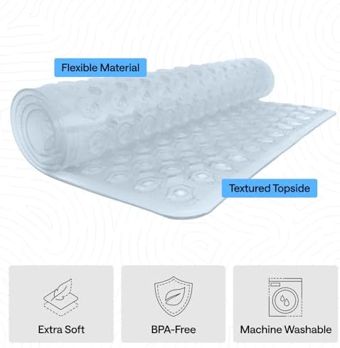 GORILLA GRIP Bath Tub Shower Mat, Bathtub Floor Liner, 35x16 Frosted Ice - Image 4