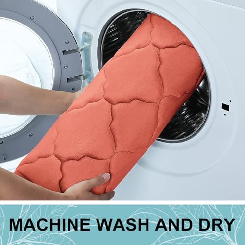 OLANLY Memory Foam Bath Mat Rug 36x24, Ultra Soft Bathroom Rugs, Coral - Image 6