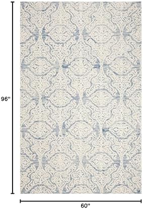SAFAVIEH Blossom Collection 5' x 8' Blue/Ivory BLM112M Handmade Premium Wool Area Rug - Image 2