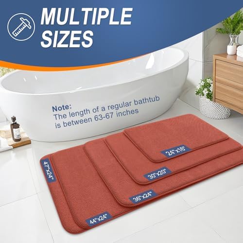 OLANLY Memory Foam Bathroom Runner Rugs 47x24, Long Mats, Rustic Terracotta - Image 5