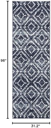 SAFAVIEH Adirondack Collection Runner Rug - 2'6" x 8', Navy & Ivory, Modern Diamond Distressed Design, Non-Shedding & Easy Care, Ideal for High Traffic Areas in Living Room, Bedroom (ADR131N) - Image 2