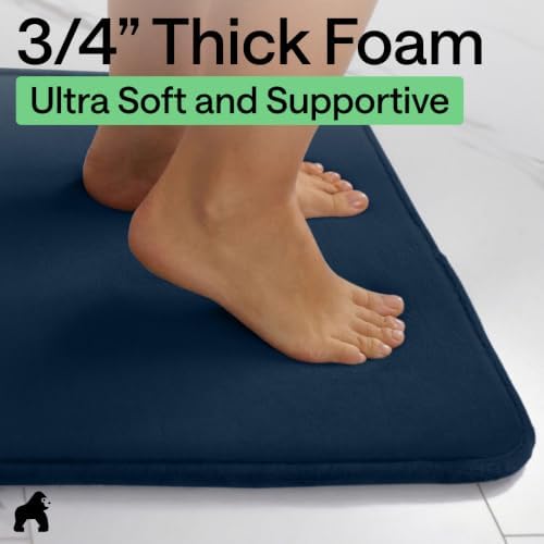 GORILLA GRIP® Memory Foam Bath Rug for Bathroom, 24x17 Navy Blue - Image 4