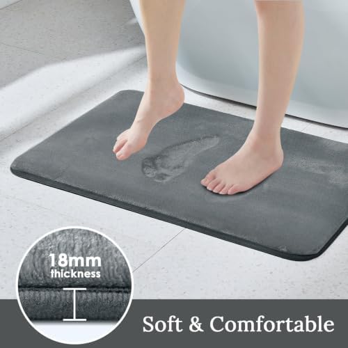 HUXMEYSON 3-Piece Memory Foam Bathroom Rug Set, Grey - Image 3
