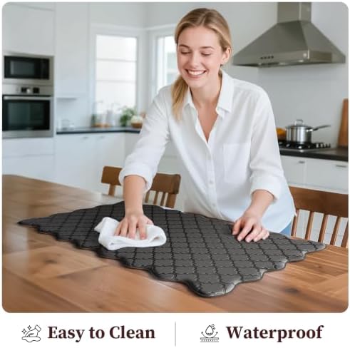 Arenarug Upgrade Scalloped Kitchen Mats for Floor 2PCS, Black Kitchen Rugs - Image 6