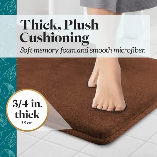 Memory Foam Bath Mat Non Slip Absorbent Super Cozy Velvet Bathroom Rug Carpet (20 inches X 32 inches, Brown) - Image 4
