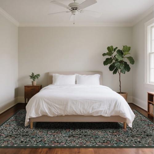 9x12 Washable Area Rugs for Living Room Soft Carpet (Dark Green) - Image 3