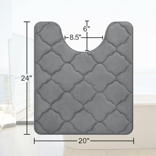OLANLY Memory Foam Toilet Rugs U-Shaped 24x20, Soft Bath Mat, Dark Grey - Image 2