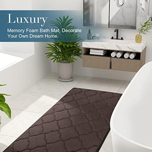 OLANLY Memory Foam Bath Mat Rug 47x17, Ultra Soft and Absorbent Bathroom Rugs, Non-Slip, Comfortable, Machine Washable Bath Carpet for Bathroom Floor, Tub, Shower and Home Decor Accessories, Brown - Image 6