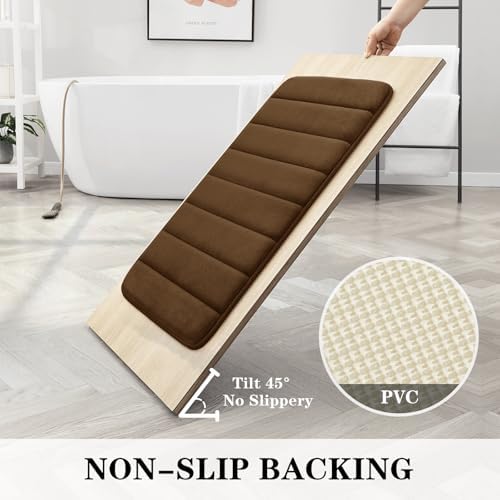 BYSURE Brown Memory Foam Bathroom Rug Set 3 Piece, Non Slip Extra Soft Absorbent Bath Mats, Machine Washable & Dry Toilet Mat Sets for Bathroom Floor - Image 4