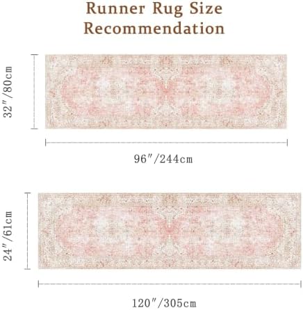 2'6"x8 Washable Hallway Runner Pink Rug for Kitchen Non Slip - Image 2
