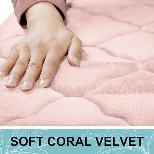 OLANLY Memory Foam Bath Mat Rug 47x17, Ultra Soft Bathroom Rugs, Pink - Image 2