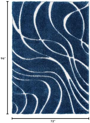 SAFAVIEH Area Rug 6x8 - Florida Shag Collection - Modern Design, Navy & Ivory, Non-Shedding & Easy Cleaning, Plush Thick Pile, Ideal for Living Room, Bedroom, Nursery (SG471-6512) - Image 2