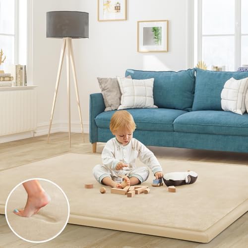 Baby Play Mat for Floor Nursery Rug Muscle Mat Area Rug Playroom Rug Playpen Mat Elastic Foam 1.3" Thick Crawling Mat for Babies,Toddlers, Infants, Kids 79"x118",A Beige - Image 3