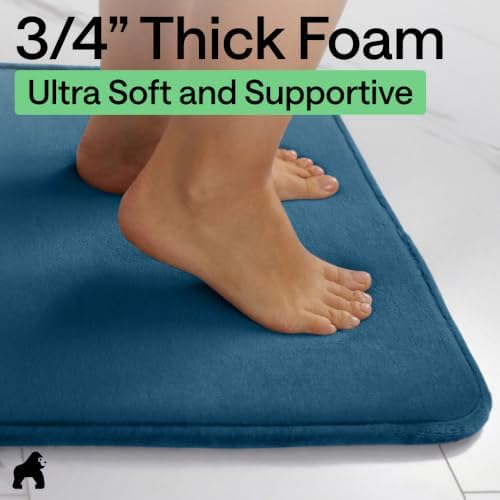 GORILLA GRIP® Memory Foam Bath Rug for Bathroom, 30x20 Blue - Image 4