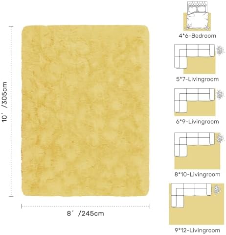 8x10 Area Rugs for Living Room Shag Fluffy Rug Bedroom Plush Carpet Non Slip for Nursery Kids PlayRoom Home Decor Aesthetic,Light Yellow - Image 2