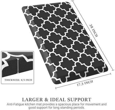 WISELIFE Anti Fatigue Mats for Kitchen Floor, 17.3" x 28", 4/5 Inch, Black - Image 2