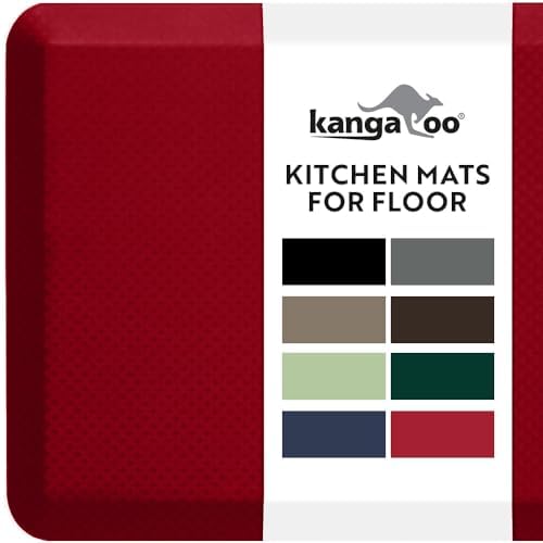 KANGAROO Cushioned Anti Fatigue Kitchen Mats for Floor, 20x39 Red by Kangaroo