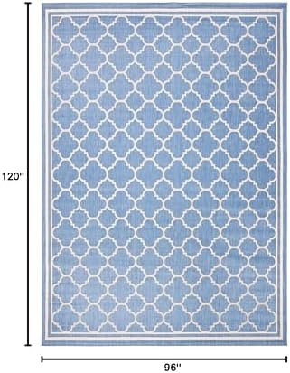 SAFAVIEH Courtyard Collection 8' x 10' Blue/Beige CY6918 Trellis Indoor/ Outdoor Patio Backyard Mudroom Area Rug - Image 4