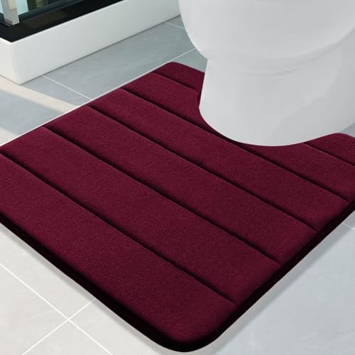 Buganda Memory Foam U-Shaped Toilet Rugs 24 x 24, Absorbent Bathroom mat by Buganda