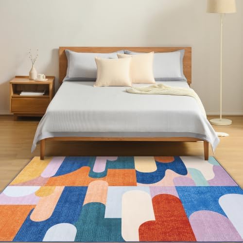 Ompaa Living Room Rug 5x8 Candy Area Rug Machine Washable Rug Non Slip Indoor Large Rugs for Bedroom, Classroom, College Dorm, Farmhouse, Dining Room, Kids Playroom - Image 3