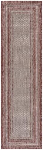 SAFAVIEH Washable Rug Outdoor Courtyard Collection - 2'3" x 8' Runner, Grey & Red, Non-Shedding & Easy to Clean, Ideal for Patio, Backyard, Deck, Kitchen, Mudroom (CY8475-36512) - Image 2