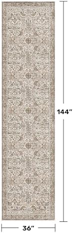 Moss Green 3x12 Wide Hallway Runner Rug, Vintage Brown Taupe Floral Design Carpet for Kitchen, Washable Extra Long Runner Rugs for Entrance Floor, Low Pile & Stain Resistant - Image 2