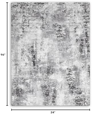 2x8 Grey Rug Runners for Hallways Kitchen Runner Rug Non Slip Washable Black Long Runner Rugs with Rubber Backing Soft Abstract Carpet Runner for Bedroom, Kitchen, Bathroom, Entryway - Image 2