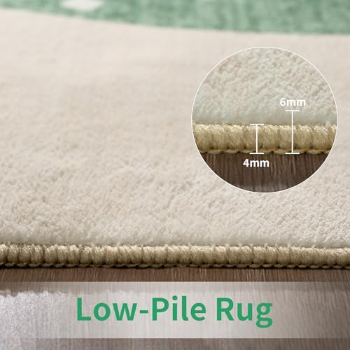 ST. BRIDG Green Botanical Print Washable Rugs for Living Room Bedroom, 4x6 Washable Area Rugs Ultra-Thin Soft Boho Rug, Non Slip Low Pile Stain Resistant Carpet for Kitchen, Laundry, Dining Room - Image 6