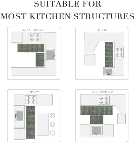 BSICPRO Kitchen Runner, 24"x70" Kitchen Mats for Floor, Green - Image 5