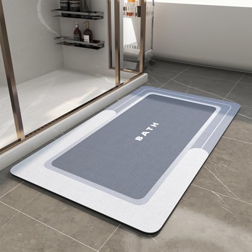 MontVoo Bath Mat-Bath Mat Rug Non Slip Super Absorbent Stain Resistant Quick Dry Thin Bathroom Rug-Bath Mats for Bathroom Floor Bathtub Vanity-Bathmat Bath Rug Easy Care-24"x35" Blue by MontVoo