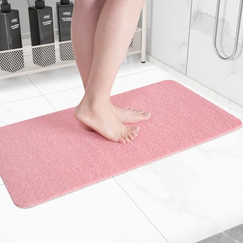 Hargiis Non-Slip Bathtub Mat, Anti Slip Shower Mat, Fast Drying Bathtub Mats, Foot Scrubber Mat, Anti Slip Mat for Tub, Floor, Bathroom, Kitchen, Home, Hotel (Pink 40"×16") by Hargiis