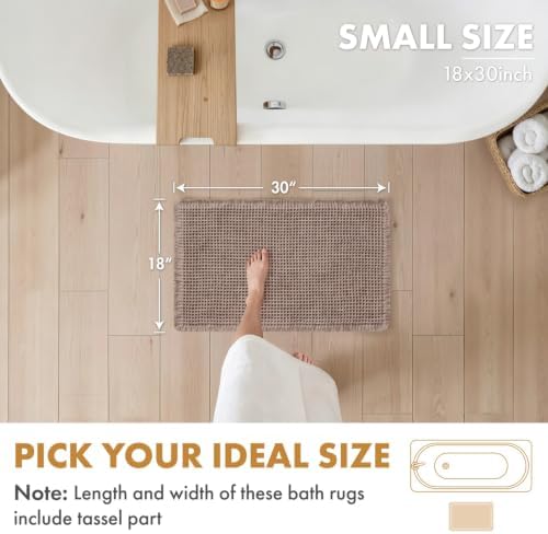 MIULEE Set of 2 Waffle Bathroom Rugs Boho Bath Mat Taupe Brown 18x30 Inch - Image 2