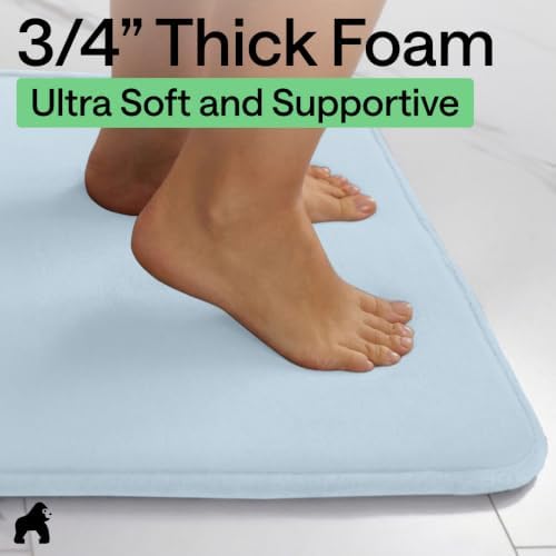 GORILLA GRIP® Memory Foam Bath Rug for Bathroom, 24x17 Light Blue - Image 4
