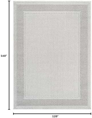 CAMILSON Easy Jute Rug 10x14, Indoor Outdoor Off-White Color Fiber Area Rugs for Living Room Patio and Dining Room Rug, Bordered Boho Woven Design, Easy-Cleaning, Washable Outside Carpet (10 x 14) - Image 2