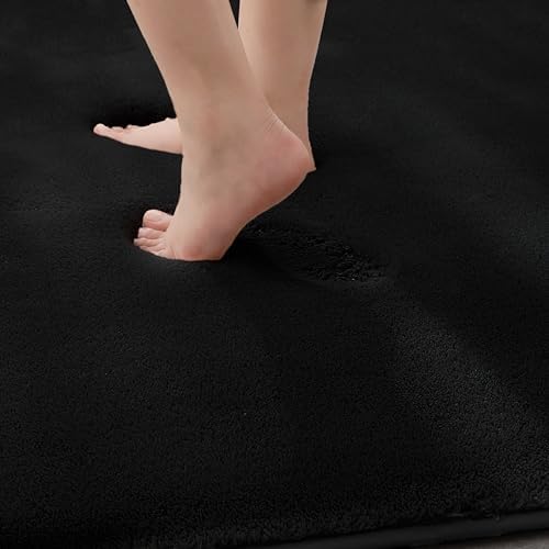 MINIDEAR Toilet Rugs 24x20 - U Shaped Black Thick Memory Foam Contour Rugs,Ultra Soft & Plush Fluffy, Non-Slip, Quick Dry, Absorbent Washable Floor Microfiber Mat for Home Decor Accessories - Image 6