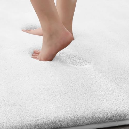 MINIDEAR Bathroom Rugs 47x20 Pure White - Thick Memory Foam Bath Mat, Ultra Soft & Plush Fluffy, Non-Slip, Quick Dry, Absorbent Washable Floor Mat for Tub, Toilet, Home Decor Accessories - Image 6