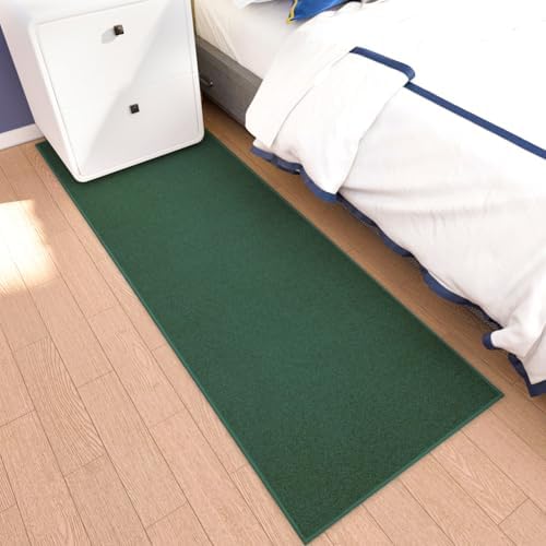 Runner Rug with Non Slip Rubber Backing 2' * 6', Washable Soft Floor Carpet for Kitchen, Hallway, Entryway Indoor, Bedroom, Laundry, Low Pile Area Rugs, Solid Color with Pointillism Style, Green - Image 5