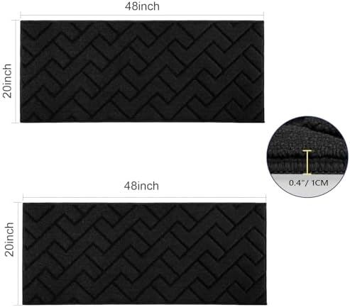 hicorfe Kitchen Runner Rug,20"x48"+20"x48" Kitchen Set,Non-Slip Kitchen Mat - Image 2
