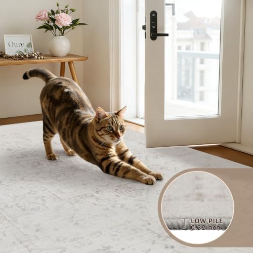 2'6''x14' Hallway Washable Runner Rug:Kitchen Carpet Neutral Cream - Image 5