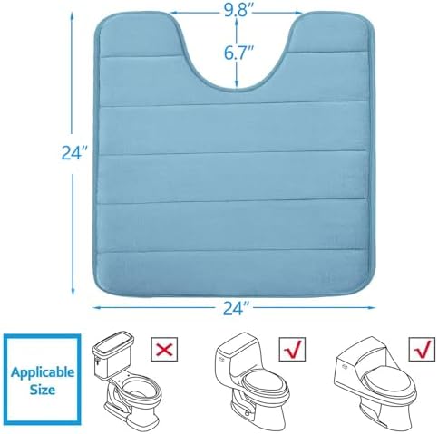 Buganda Memory Foam U-Shaped Toilet Rugs 24 x 24, Absorbent Bathroom mat - Image 2