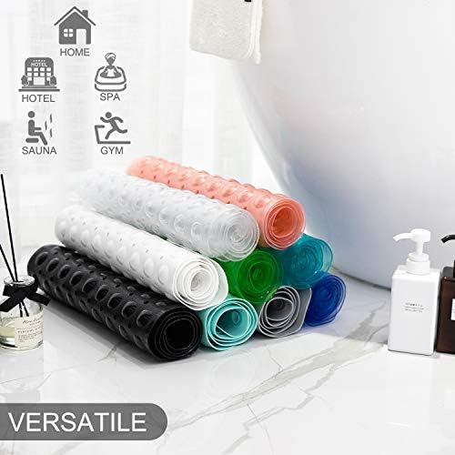 TEESHLY Bathtub Mats for Shower Tub, Extra Long Non-Slip 39 x 16 Inch Bath Mat with Drain Holes and Suction Cups, BathMat for Bathroom with Machine Washable (Clear) - Image 6